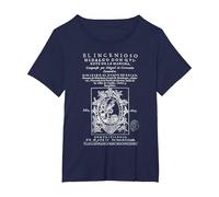 Primera Portada Don Quijote La Mancha Miguel de Cervantes Camiseta, Mujer Tallas Grandes, Azul Marino, 3XL Grande