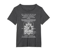 Primera Portada Don Quijote La Mancha Miguel de Cervantes Camiseta, Mujer Tallas Grandes, Jaspeado Oscuro, 4XL Grande