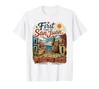 Primera Vez' en San Juan Puerto Rico Aventura Camiseta gráfica económica, Hombre, Blanco, M