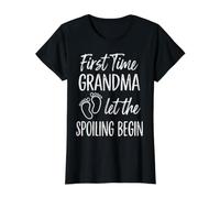 Primera Vez Que la Abuela Deja Que el mimar comience Abuela Orgullosa Camiseta gráfica económica, Mujer, Negro, XS