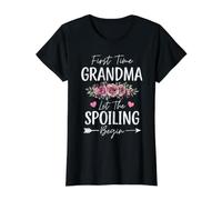 Primera Vez Que la Abuela Deja Que el mimar comience Abuela Orgullosa Camiseta gráfica económica, Mujer, Negro, XL