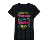 Primera Vez Que la Abuela Deja Que el mimar comience Abuela Orgullosa Camiseta gráfica económica, Mujer, Negro, XL