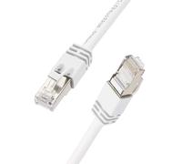 Primero Basics Cable Ethernet Cat 7 de 30 pies, color blanco, cable de red LAN STP blindado de alta velocidad de 10 Gbps 600 MHz, cable de Internet RJ45 plano para router, módem, PC, portátil, Smart