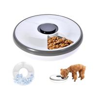 Primero Basics Comedero automático para gatos y perros con 6 comidas con paquete de refrigeración, dispensador programable de alimentos para mascotas con control de porciones para alimentos secos y