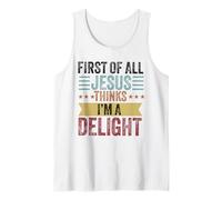 Primero de Todo Jesús Piensa Que Soy una Delicia Vintage Retro Divertido Camiseta sin Mangas