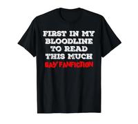 Primero en mi línea de Sangre en Leer Este Fanfiction Gay Camiseta gráfica económica, Hombre, Negro, L