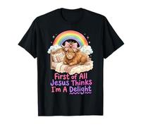 Primero Que Nada Jesús Piensa Que Soy una Delicia Divertida Vaca de Las Tierras Altas Camiseta