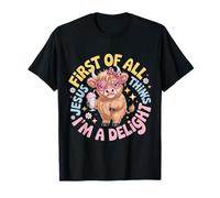 Primero Que Nada Jesús Piensa Que Soy una Delicia Divertida Vaca de Las Tierras Altas Camiseta