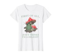 Primero Que Nada Jesús Piensa Que Soy una Rana de delicias para Mujeres Divertidas Camiseta gráfica económica, Mujer, Blanco, XL