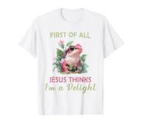 Primero Que Nada Jesús Piensa Que Soy una Rana de delicias para Mujeres Divertidas Camiseta gráfica económica, Hombre, Blanco, XL
