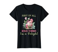 Primero Que Nada Jesús Piensa Que Soy una Rana de delicias para Mujeres Divertidas Camiseta gráfica económica, Mujer, Negro, XL