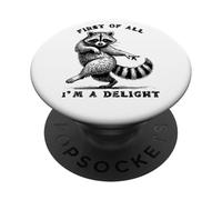 Primero Que Nada, Soy una Delicia Funny Raccoon PopSockets PopGrip Adhesivo