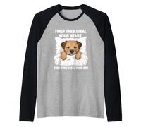 Primero te roban el corazón - Mamá de Perros Amante del Border Terrier Camiseta Manga Raglan
