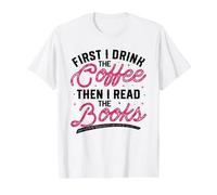 Primero tomo el café y Luego Leo los Libros Camiseta gráfica económica, Hombre, Blanco, S