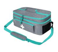 primeros auxilios, bolsa de almacenamiento de primeros auxilios, organizador de botellas de píldoras para botiquín médico de emergencia, muy adecuado para el hogar y los viajes (Gris con bandolera)