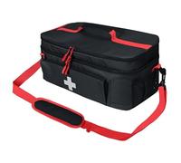 primeros auxilios, bolsa de almacenamiento de primeros auxilios, organizador de botellas de píldoras para botiquín médico de emergencia, muy adecuado para el hogar y los viajes (Negro con bandolera)