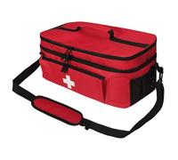 primeros auxilios, bolsa de almacenamiento de primeros auxilios, organizador de botellas de píldoras para botiquín médico de emergencia, muy adecuado para el hogar y los viajes (Rojo con bandolera)