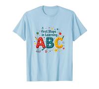 Primeros Pasos para Aprender ABC Camiseta, Hombre, Azul Bebé, XL