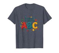Primeros Pasos para Aprender ABC Camiseta, Hombre, Azul Jaspeado, 3XL
