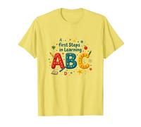 Primeros Pasos para Aprender ABC Camiseta, Hombre, Limón, M