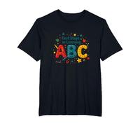 Primeros Pasos para Aprender ABC Camiseta, Hombre Tallas Grandes, Negro, 6X Alto