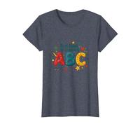 Primeros Pasos para Aprender ABC Camiseta, Mujer, Azul Jaspeado, XL