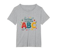 Primeros Pasos para Aprender ABC Camiseta, Mujer Tallas Grandes, Gris Jaspeado, 3XL Grande