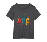Primeros Pasos para Aprender ABC Camiseta, Mujer Tallas Grandes, Jaspeado Oscuro, 4XL Grande