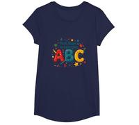 Primeros Pasos para Aprender ABC Camiseta, Niñas, Azul Marino, Grande