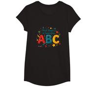 Primeros Pasos para Aprender ABC Camiseta, Niñas, Negro, XS