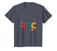 Primeros Pasos para Aprender ABC Camiseta, Niños, Azul Jaspeado, 12 años