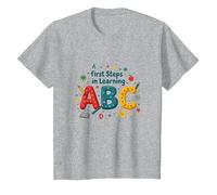 Primeros Pasos para Aprender ABC Camiseta, Niños, Gris Jaspeado, 10 años