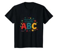 Primeros Pasos para Aprender ABC Camiseta, Niños, Negro, 10 años