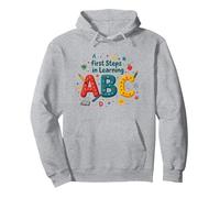 Primeros Pasos para Aprender ABC Sudadera con Capucha, Unisex para Adultos, Gris Jaspeado, M