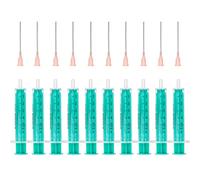 primeTEQ® 10 jeringas de 5 ml y 10 jeringas con aguja roma en diferentes tamaños: 1 ml, 2 ml, 5 ml, 10 ml, 20 ml, para hobby y jeringas de bricolaje, envasadas individualmente estériles