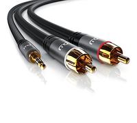 Primewire - 10m Jack 3,5 mm a RCA Audio Cable - Cinch Adaptador - 1x Conector Jack Macho a 2x Conectores RCA Cinch Macho - Conector metálico de precisión - Serie Design Cool Grey