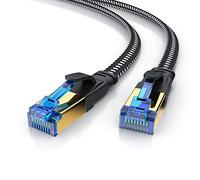 Primewire - 3m Cable de Red Cat 8.1 Plano - 40 Gbits - Cable Gigabit Ethernet LAN 40000 Mbits con conector RJ 45 - Revestido de Tela - Blindaje U FTP Pimf - Compatible Switch Rúter Modem PC Smart-TV