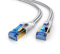 Primewire - 3m - Cable de Red Cat 8.1 Plano - 40 Gbits - Gigabit Ethernet LAN 40000 Mbits con conector RJ 45 - Revestido de Tela - Blindaje U FTP Pimf - Compatible Switch Rúter Modem PC Smart-TV