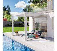 PRIMEYARD 3x3 Pérgola adosada blanco, con techo de lamas blanco - (400142)