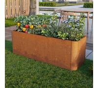 PRIMEYARD Design 120 x 40 x 40 cm Huerto urbano, acero corten, aspecto óxido, con base perforada - (GFPV01071)