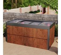 PRIMEYARD Design 200 x 100 x 77 cm Huerto urbano, acero corten, aspecto óxido, Incl. Semillero - (GFPV00785)