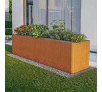 PRIMEYARD Design 300 x 80 x 80 cm Huerto urbano, acero corten, aspecto óxido, con base perforada - (GFPV01094)
