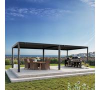 PRIMEYARD Luma Pérgola, 4x8m, techo de lamas, antracita - (GFPV01128)