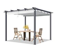 PRIMEYARD Pérgola 3x3 m pabellón de jardín con Techo corredizo - Marco de Acero Gris