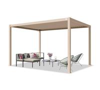 PRIMEYARD Pérgola 3x4 m, Postes Aluminio, Techo de Lamas Acero, Beige | Uso todo el año - bioclimática: lamas ajustables de acero - postes de aluminio aprox. 10x10 cm - sistema de drenaje de agua