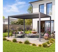 PRIMEYARD Pérgola, 3x4m, techo de lamas, gris perla - (400107)