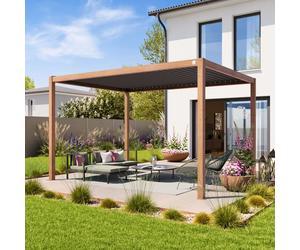 PRIMEYARD Pérgola, 3x4m, techo de lamas, óptica de madera - (400109)