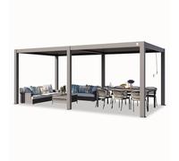 PRIMEYARD Pérgola 3x6 m Postes de Aluminio con Techo de Lamas de Aluminio pabellón de jardín Gris