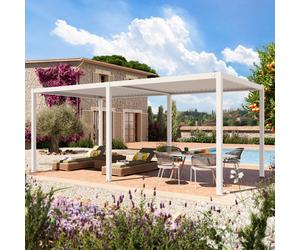 PRIMEYARD Pérgola, 3x6m, techo de lamas, blanco - (400111)