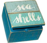 Primitives by Kathy 34483 Caja de recuerdos con bisagras, 10 x 10 x 7 cm, conchas marinas